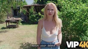 Buxom Blonde Vera Jarw Cheats On her Husband To Convince the Debt Collector To Forget About Her Debt