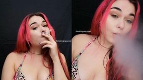 Smoking in a bikini top, Dangling, blowing smoke to the camera & big clouds - Smokingrapunzel