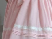 Crossdresser Wearing a Pink Dress and a Think Diaper 03