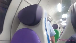 Public pussy flash in the train.Sexy girl touches her pussy in front of people Real Risky