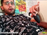 Massaging my big uncut cock with a strong vibrator until I peecum a nice one 🤤 It felt so damn good