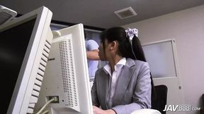 Miya's boss gets pounded by his Japanese secretary in the cramped corporate cubicle