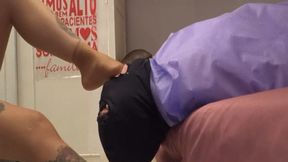 FOOT FUCKING MOUTH WITH SILK SOCKS AND BAREFEET CLEPATRA AND MALE SLAVE