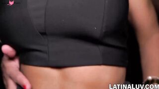 Teasing Up Close - Petite Latina Babe Teases Stripteuse & Rides Big Dick POV