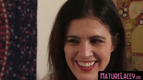 MatureLacey com - Pantyhose lesbian desire with a GILF and MILF