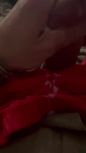 Epic moment from "Army Soldier shoots HOT CUM shot onto some red briefs for a follower (See 3:20 for the big shot)"