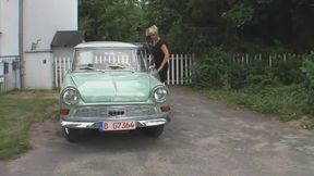 DKW driving in stockings
