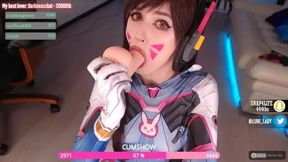D.va Cosplay Babe Sucks and Rides Fuck Machine