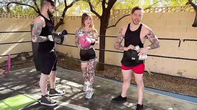 Bi MMF Threesome - Girl Boxer Takes Turns on Two Big Cocks! Steve Rickz, Awlivv, Buck Richards