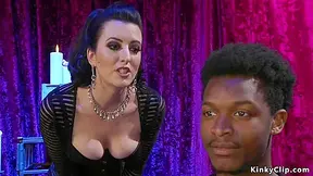 Brunette Dominates Black Slave