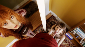 Step Dad fucks teen stepdaughter after he almost got caught during blowjob