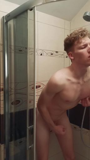 A young guy kneads his ass and at the same time jerks sweetly