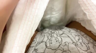 Peeing in panties inside a diaper