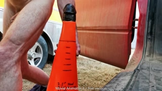 Private Video, Taking XL Cone Toy Mod Outdoors at Work Alone