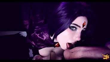 Teen Titans' Raven gets a sloppy blowjob from her teammate in a steamy POV