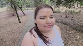 (censored/cut - No People Around) I Love Walking Around in Public with Cum on My Face and Showing off My Huge Ass