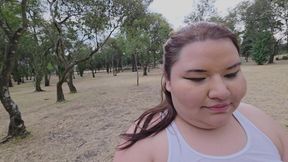 (censored/cut - No People Around) I Love Walking Around in Public with Cum on My Face and Showing off My Huge Ass