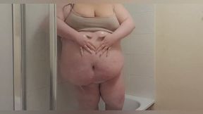Fat belly in shower