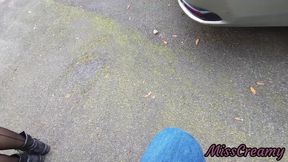 Dick Flash - I Pull Out My Cock in Front of a Hot Girl Between Cars on the Street and She Helps Me Cum - Real Very Risky