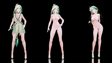 Shorekeeper Undress Dance Hentai Wuthering Waves Say So Song Vertical Screen Mmd 3D Soft Green Hair