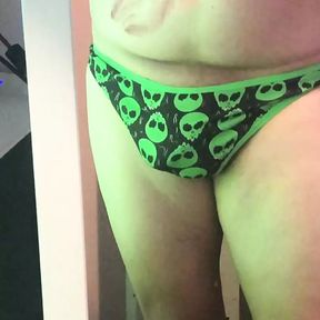 Chubby Trans girl gets excited in her new panties!