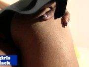 Black amateur shemale jerking off on chair
