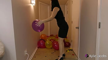 Hallway Balloon Pop Dress and Heels