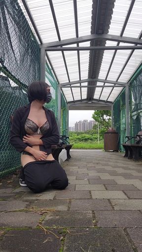 Office Lady Crossdresser Cum in Public