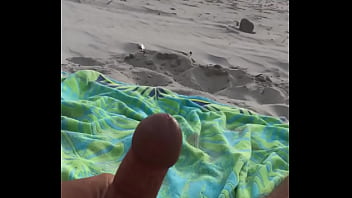 Throbing cock masterbate at a public beach!