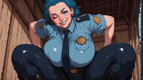 Blue Hair Ai Fanart Police Officer