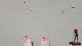 Sandy soles at the beach