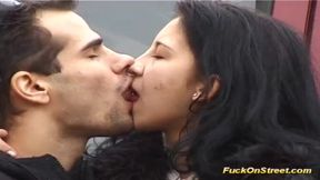 Hot couple engages in lustful sex on a crowded city street