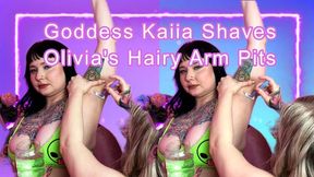 Goddess Kaiia Shaves Olivia's Hairy Arm Pits!