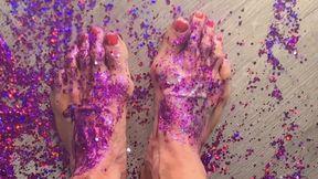 Cum and watch my Perfect Feet glisten in Glitter and Paint