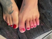 Pedicuring My Toe Nails Red Toenail Polish Preview