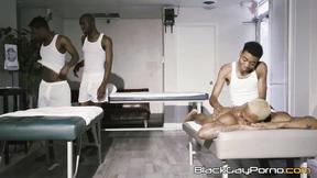 ”Sensual massage with Bobby Beast turns on to be a wild bareback huge black cock groupsex”