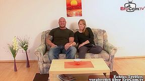 German Street Casting - Real Couple Tries Porn