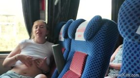 Naughty CosmicKitti Teases with Vibrator on Public Bus and Cums Full-Fully