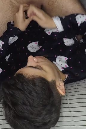 Handjob and Cum Mouthful Before Bed