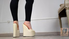 (659) Shoe Collection: White Platform Wedge Mules - Dame Olga (720p)