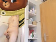 Hot smooth daddy caught jerking in the bathroom