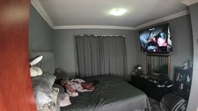 Masturbating with a vibrator while watching a threesome sex scene that I'm part of on tv, orgasm