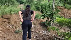 Little Latin cutie exposes her massive tits and derri&#x00E8;re on the sidewalk