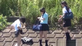 Uniformed Asian Sluts Pee Outdoors