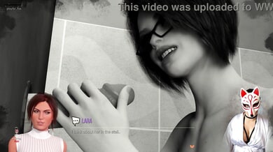 Lara Croft cosplayer finds a hidden glory hole in the college bathroom