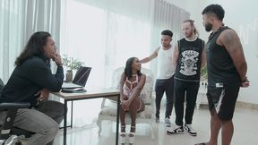 yummy estudio welcomes young exotic jasminy villar to take a rough fucking with dap 0% pussy and drinks per from four big cocks