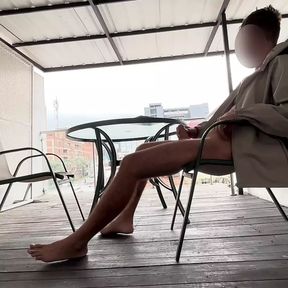 jerking off on the balcony of my airbnb in colombia and cum