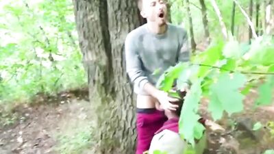 White guy fucks black pal in face and ass in the woods