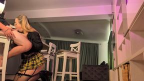 Sandy Little and Eric Jay - cock sucking girl in stockings and skirt - part 1