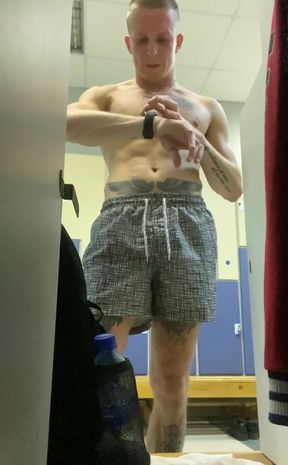 After a very intense workout, I undressed in the locker room and got a little horny